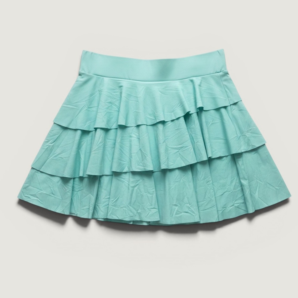 Womens Mint Green Tiered Ruffle Tennis Skort Built-in Shorts XL Athleisure‎